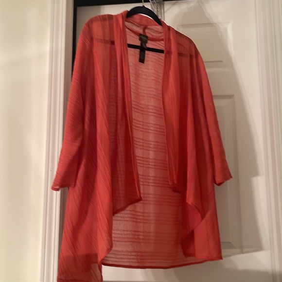 Travelers by Chicos sheer dark/burnt orange sheath and solid orange tank EUC - Picture 2 of 8
